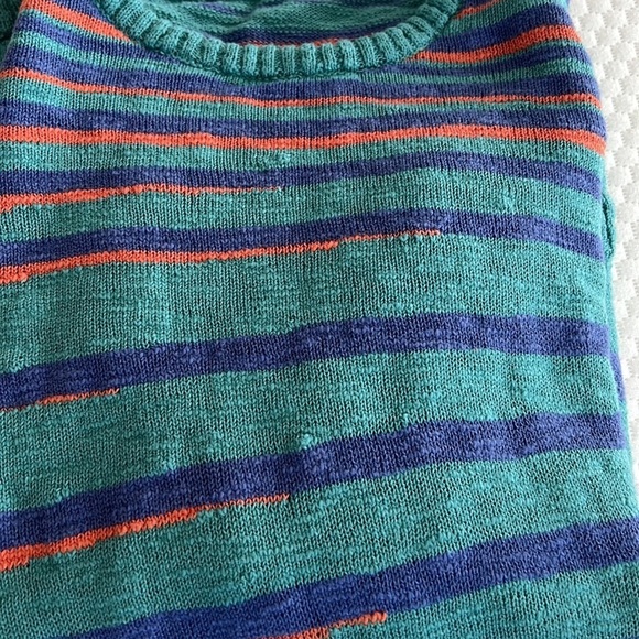 SOFT SURROUNDINGS ODYSSEY STRIPE SWEATER SZ MED CROSSED HEM NUBBY COTTON - Picture 8 of 8